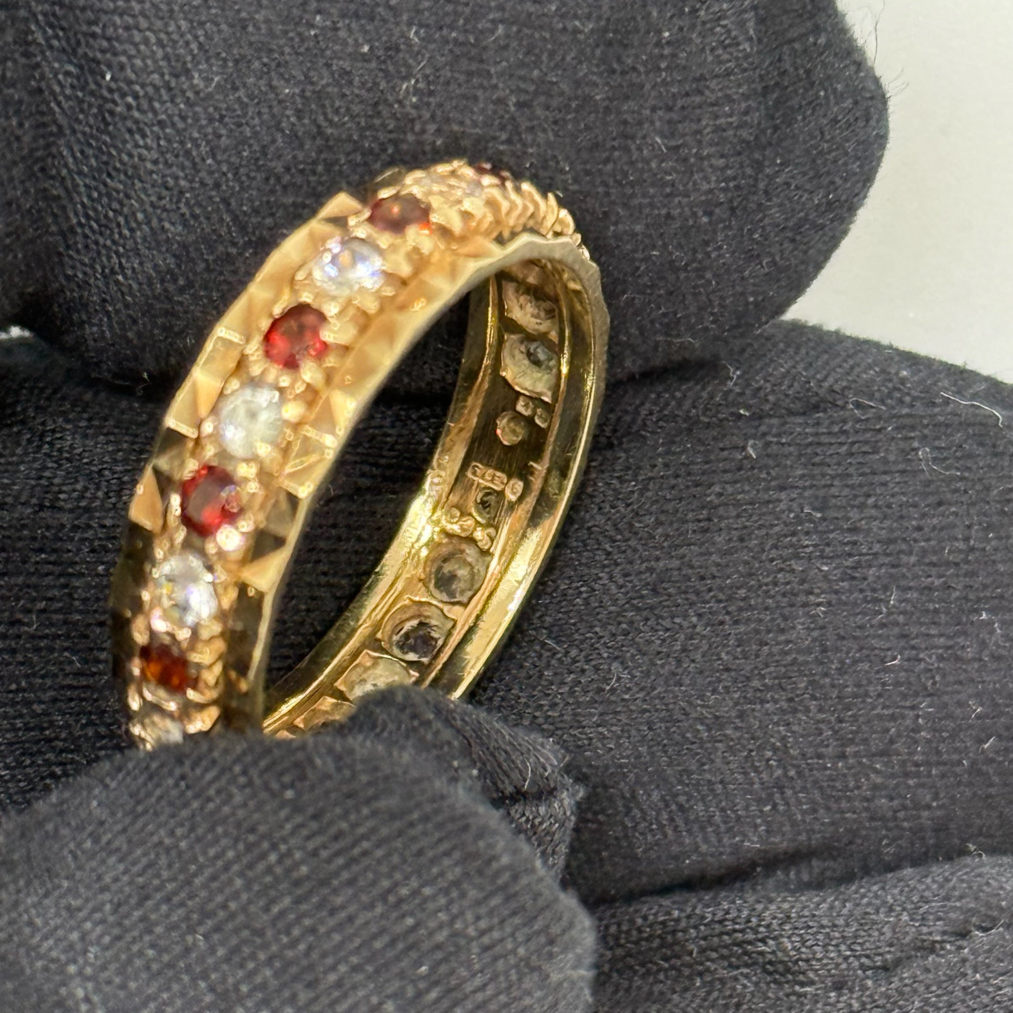 9ct Garnet And Diamond Full Eternity Ring