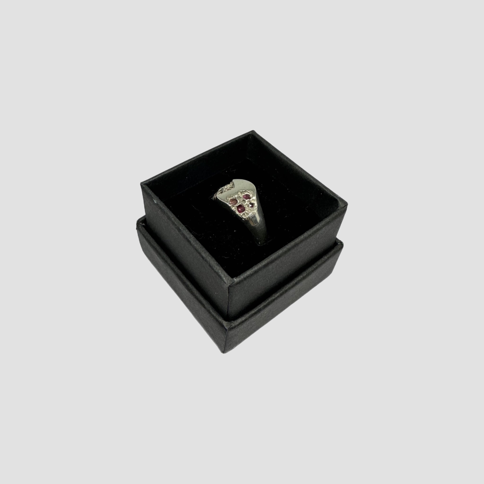 Handmade Sterling Silver Signet Ring With Natural Rubies Original Allure