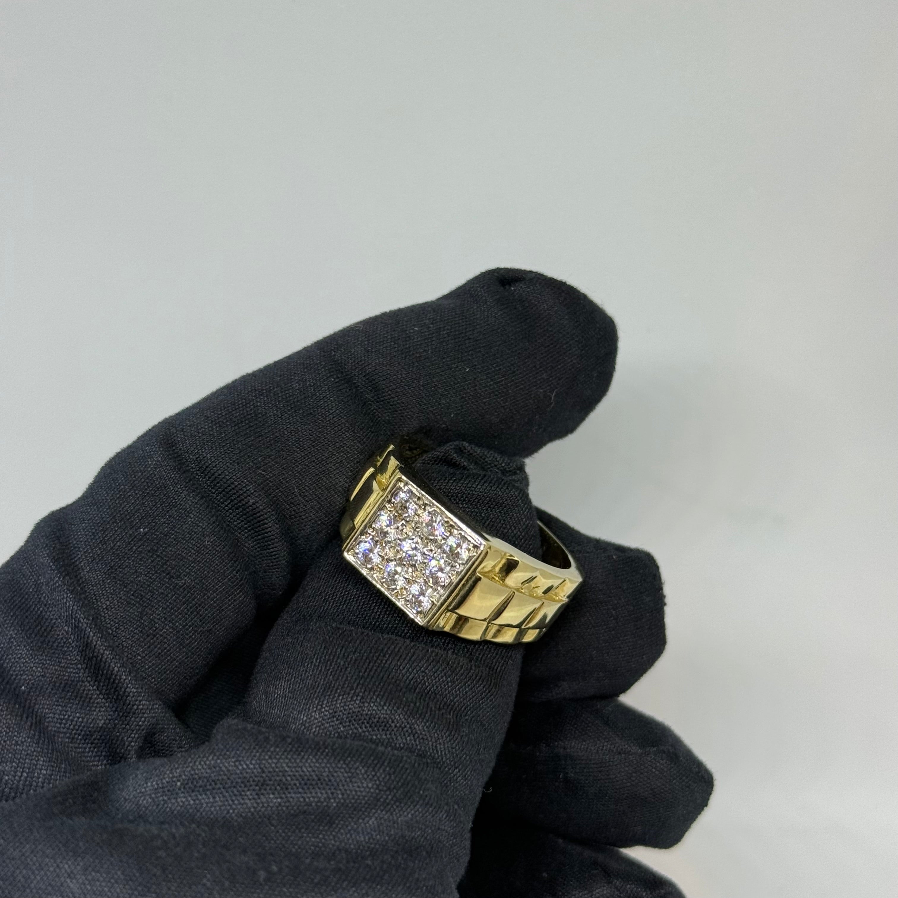 9ct Rolex Style CZ Signet Ring