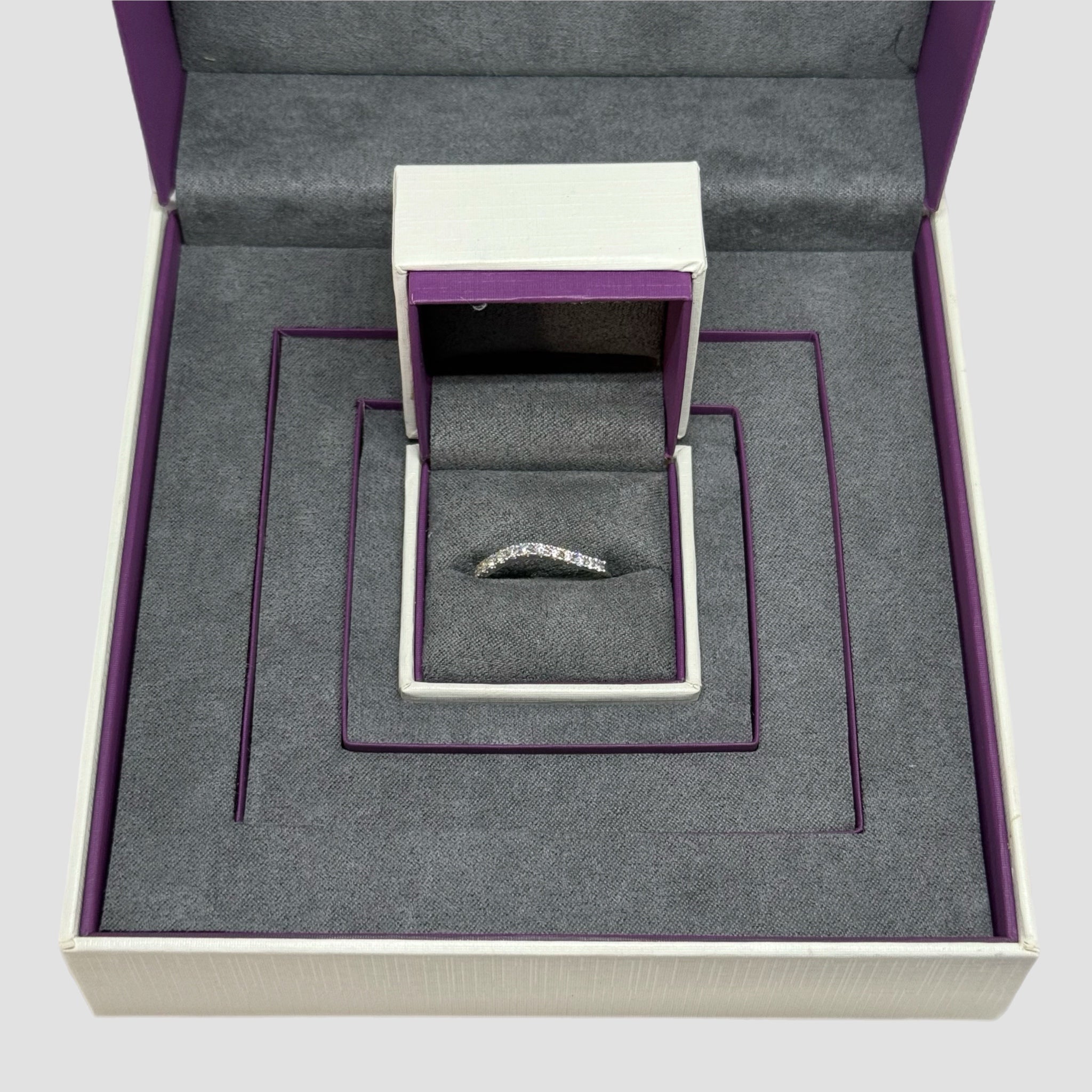 18ct White Gold Diamond Wishbone Half Eternity Ring