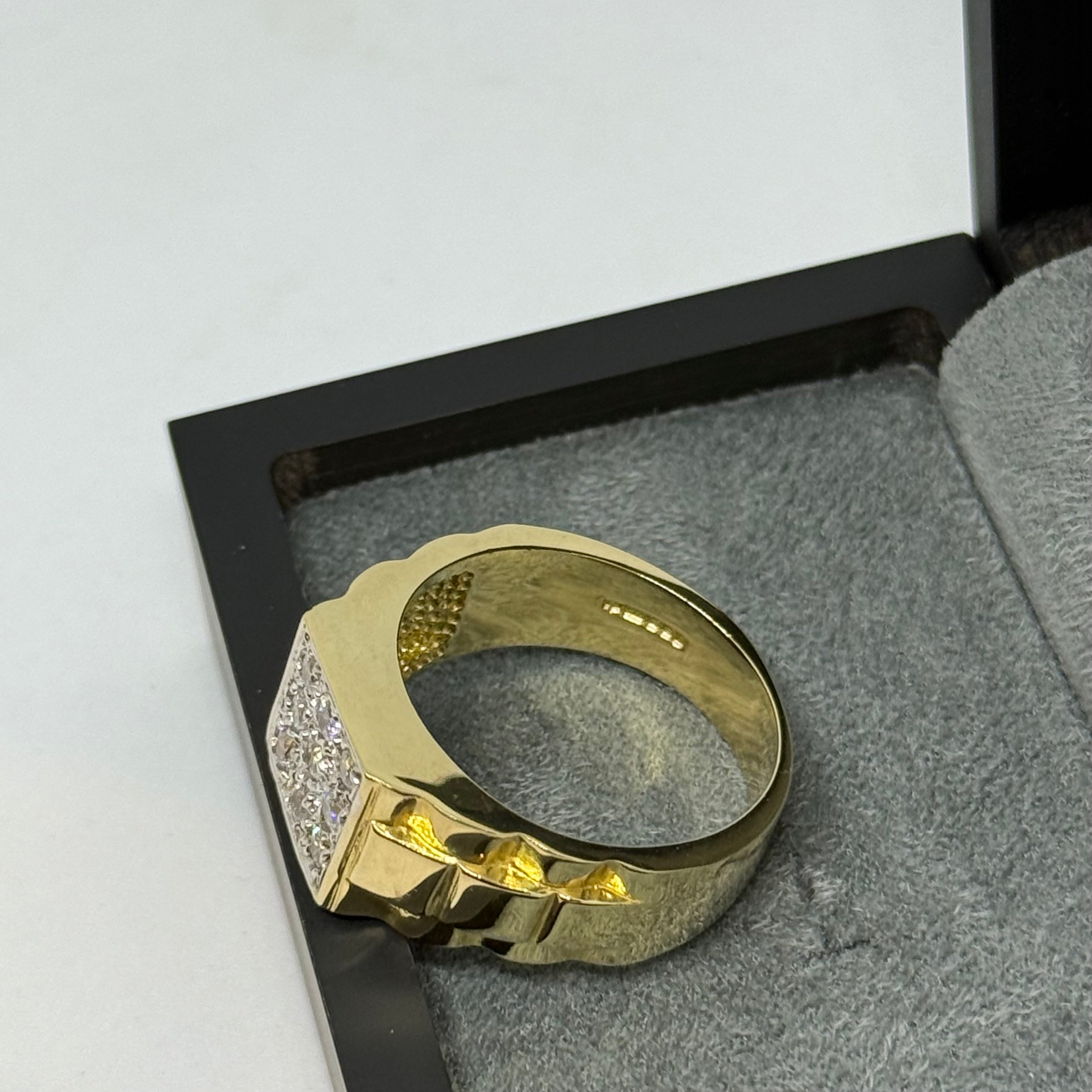 9ct Rolex Style CZ Signet Ring