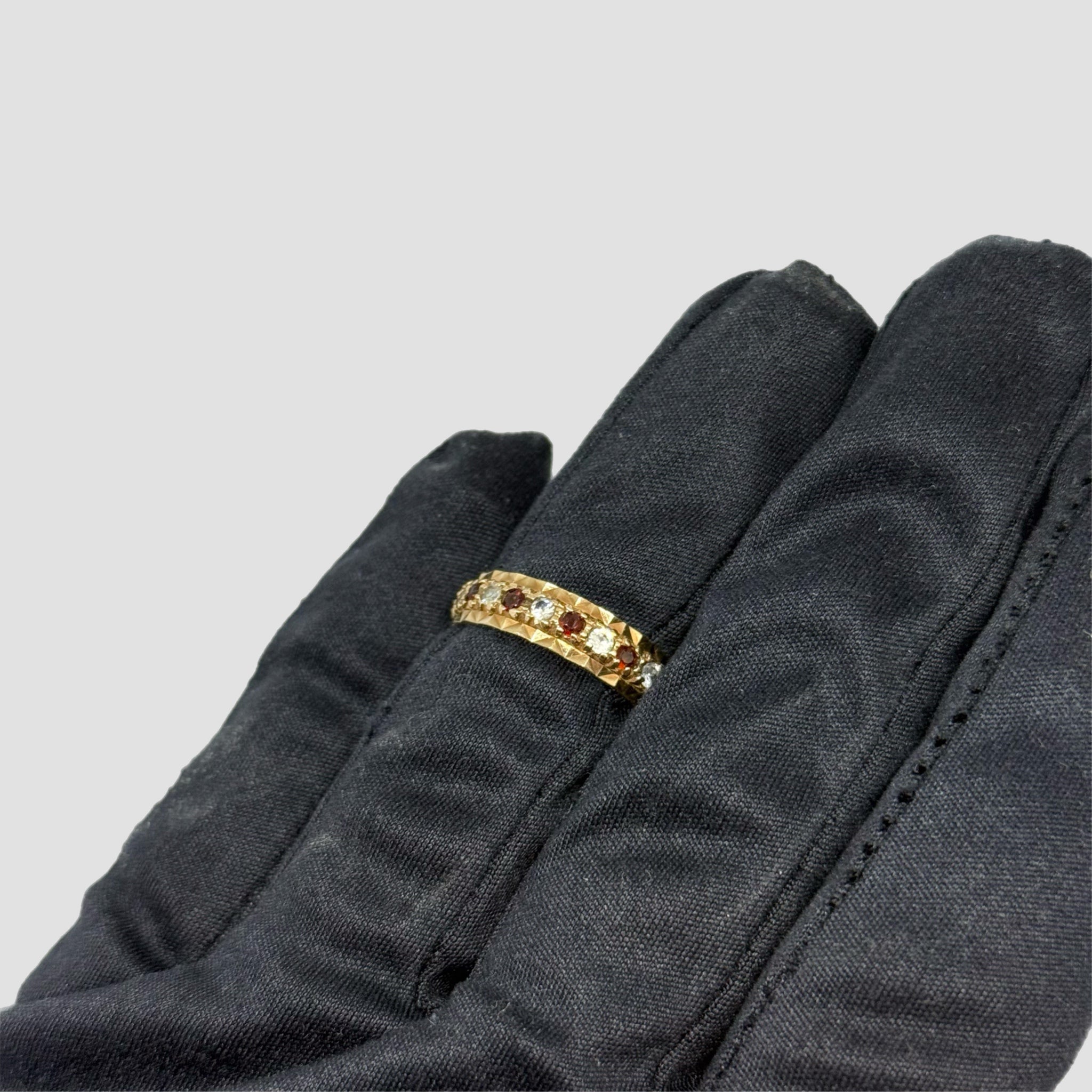 9ct Garnet And Diamond Full Eternity Ring