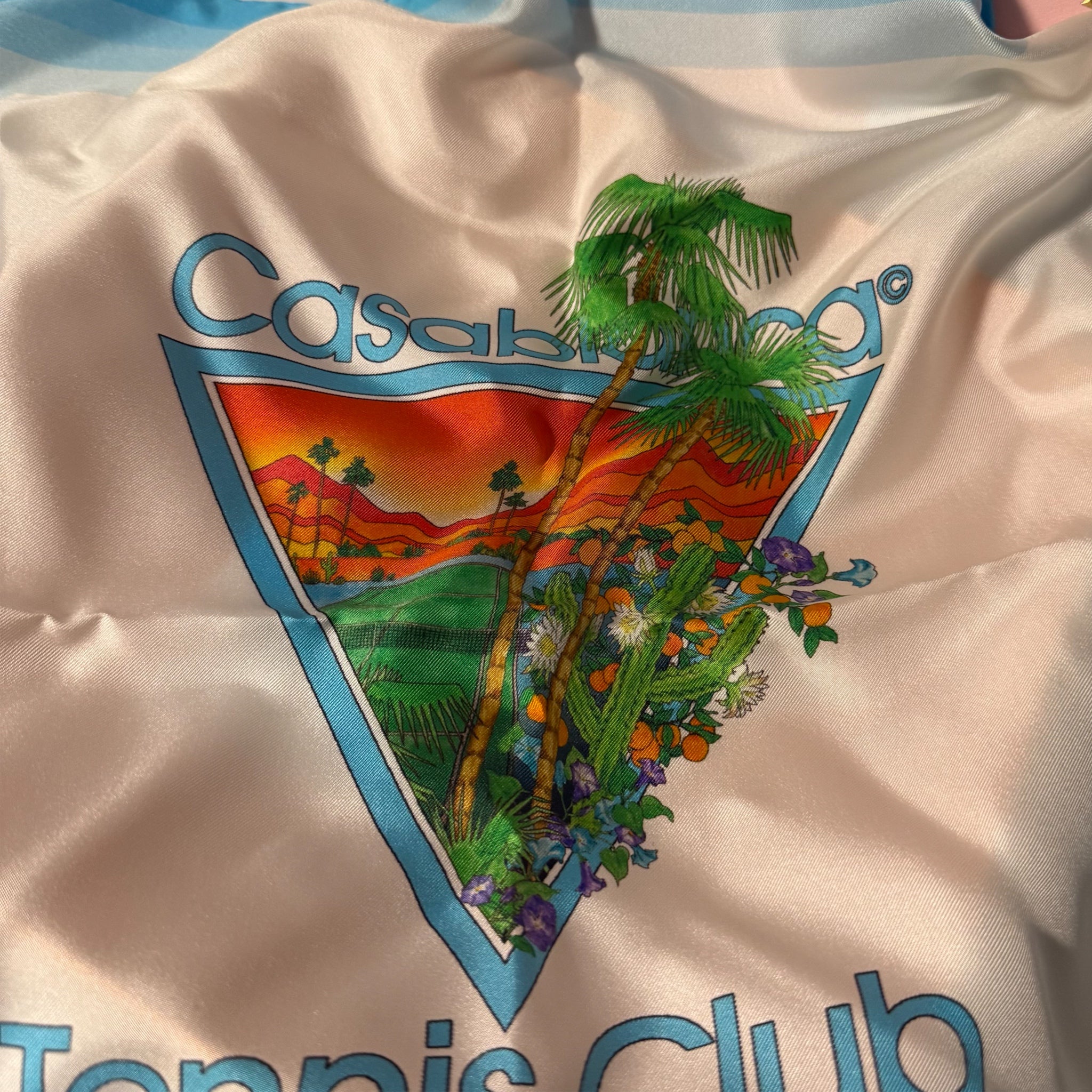 Casablanca Silk Twill Palm Springs Scarf Blue