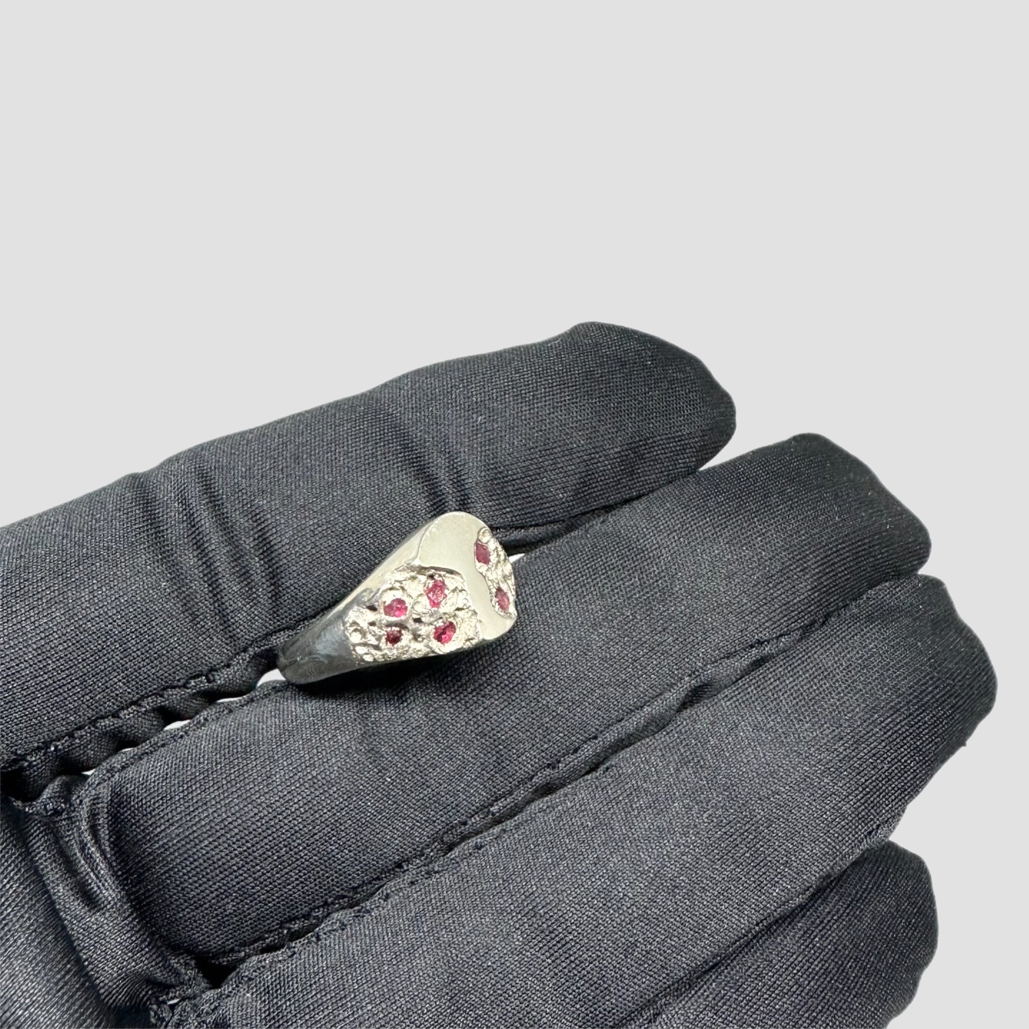 Handmade Sterling Silver Signet Ring With Natural Rubies Original Allure