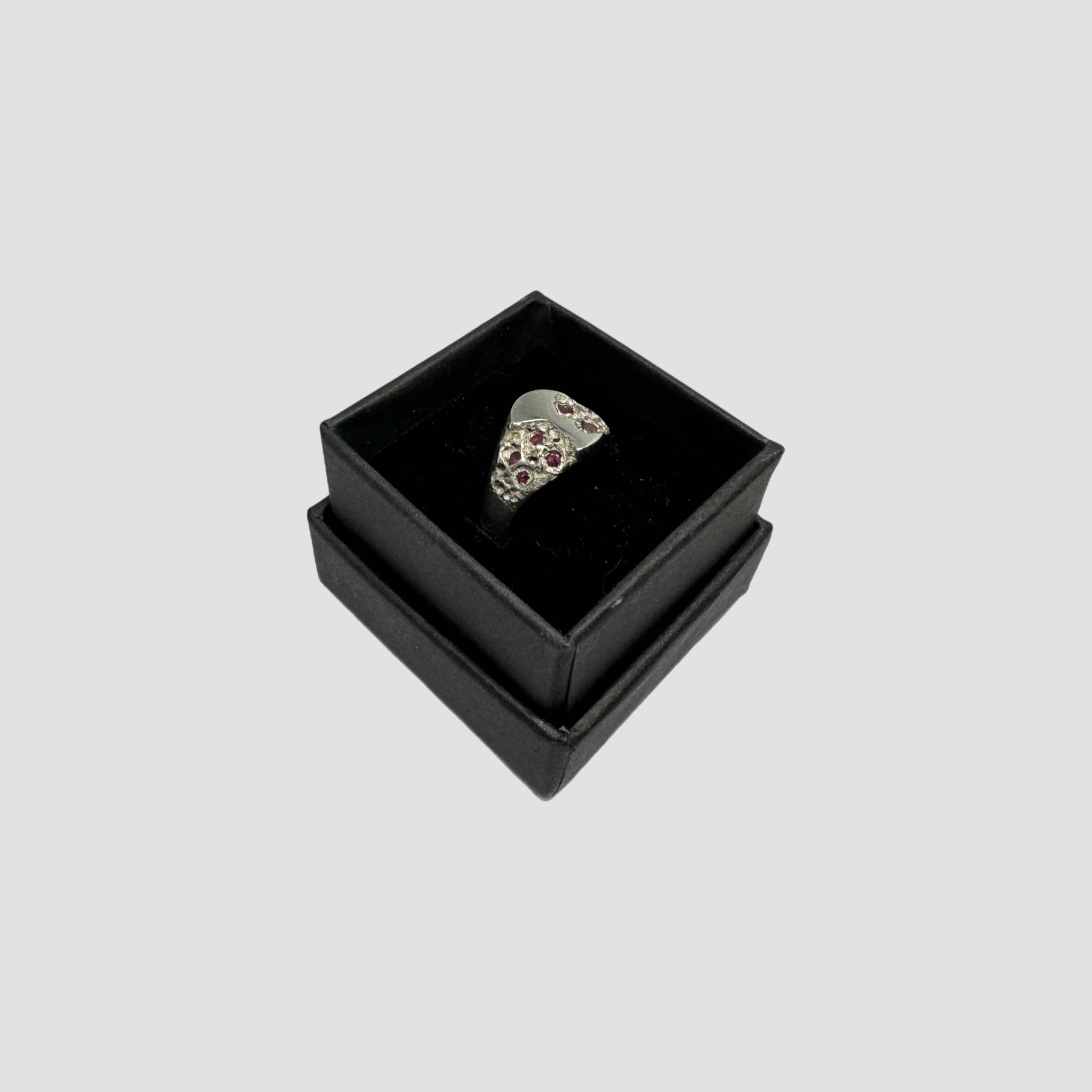 Handmade Sterling Silver Signet Ring With Natural Rubies Original Allure
