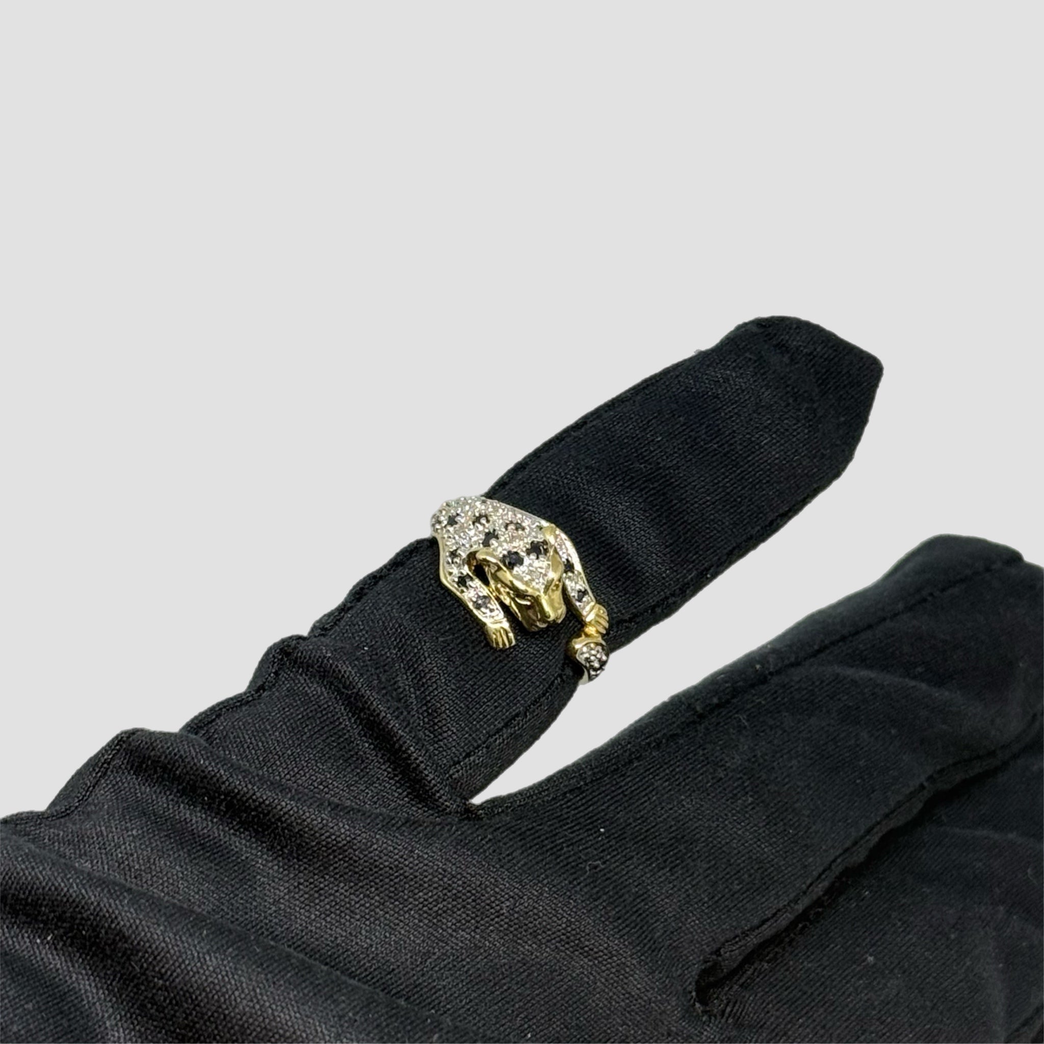 9ct Panther Diamond & Sapphire Ring