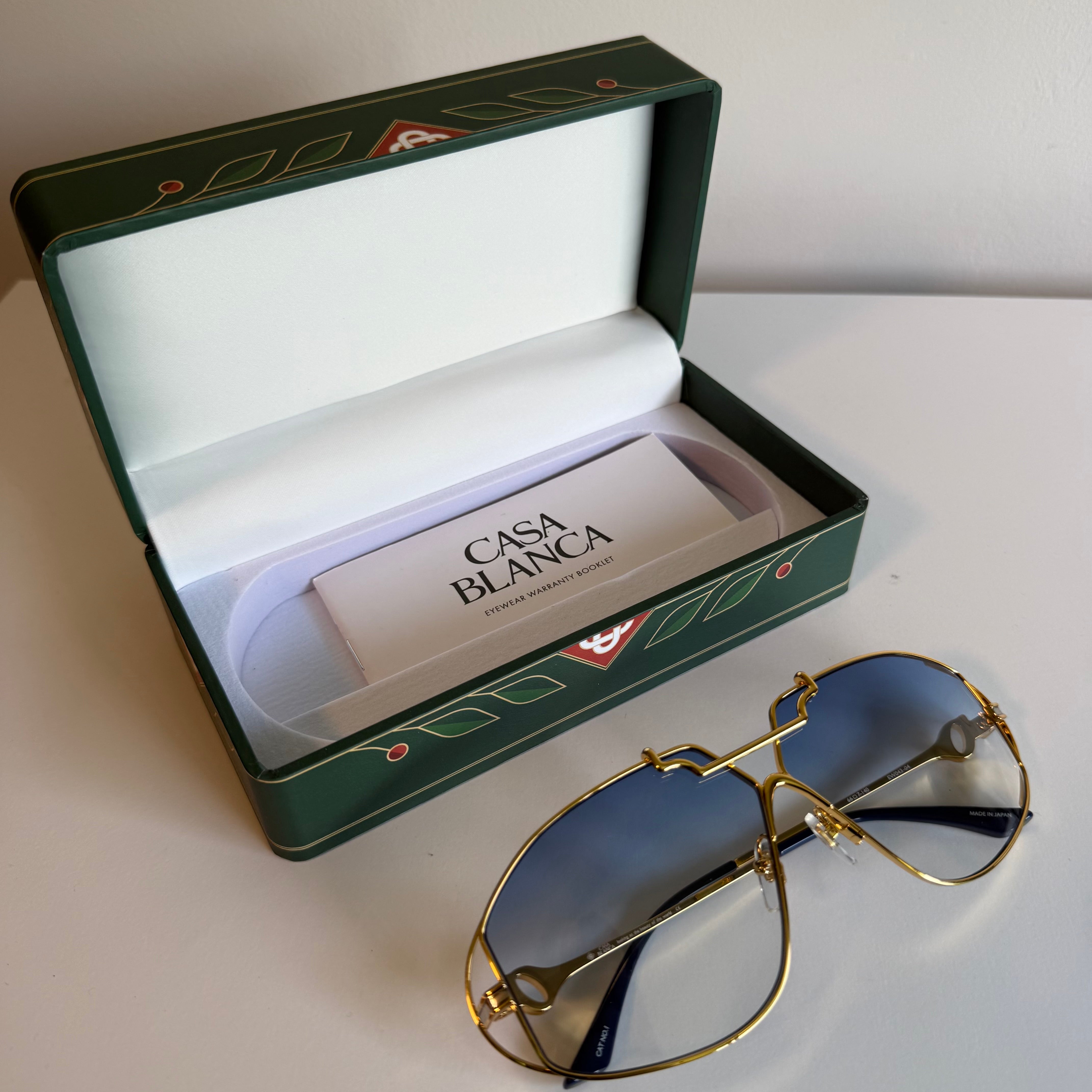 Casablanca Stainless Steel Pilot Sunglasses Blue Tint