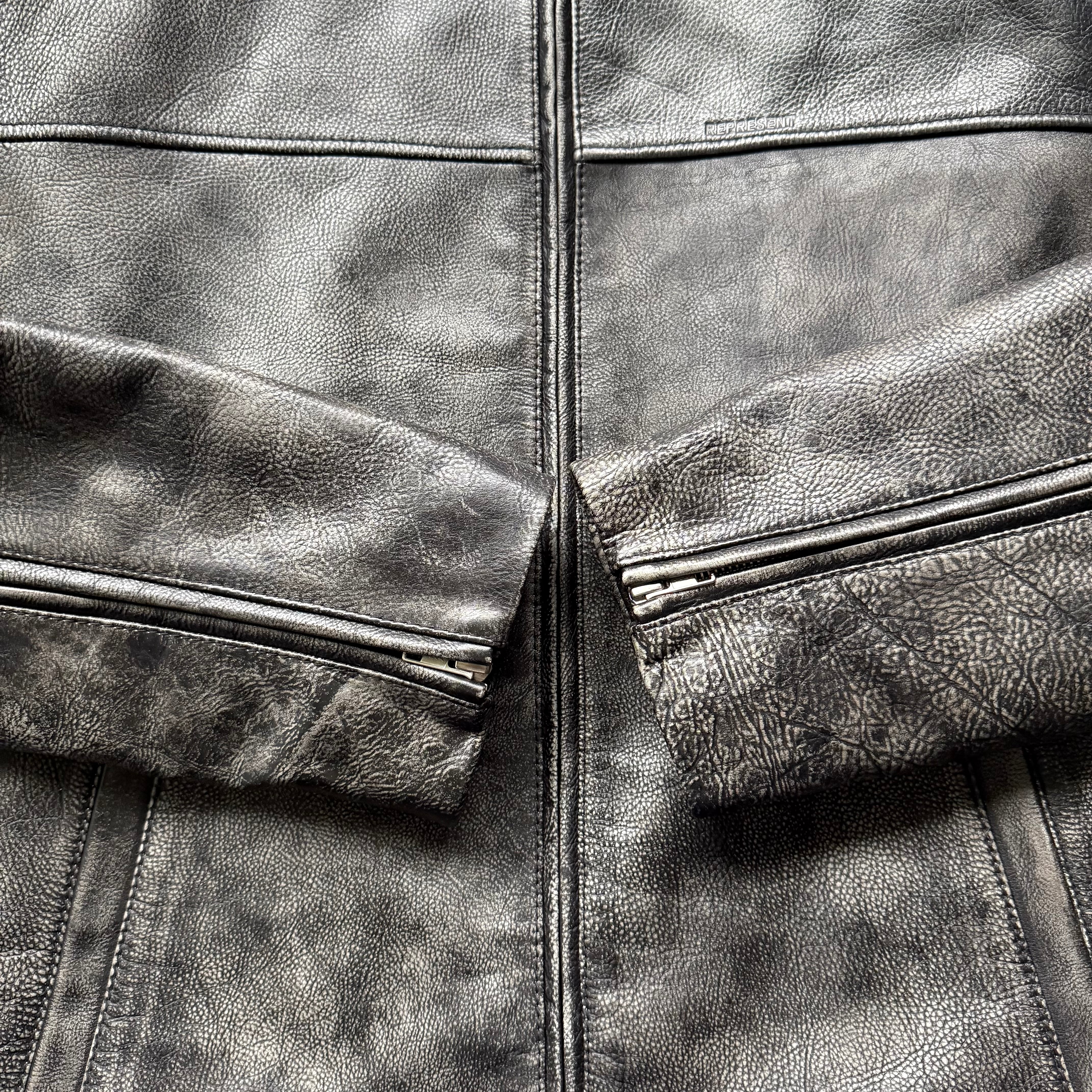 Represent Black/Grey Leather Jacket