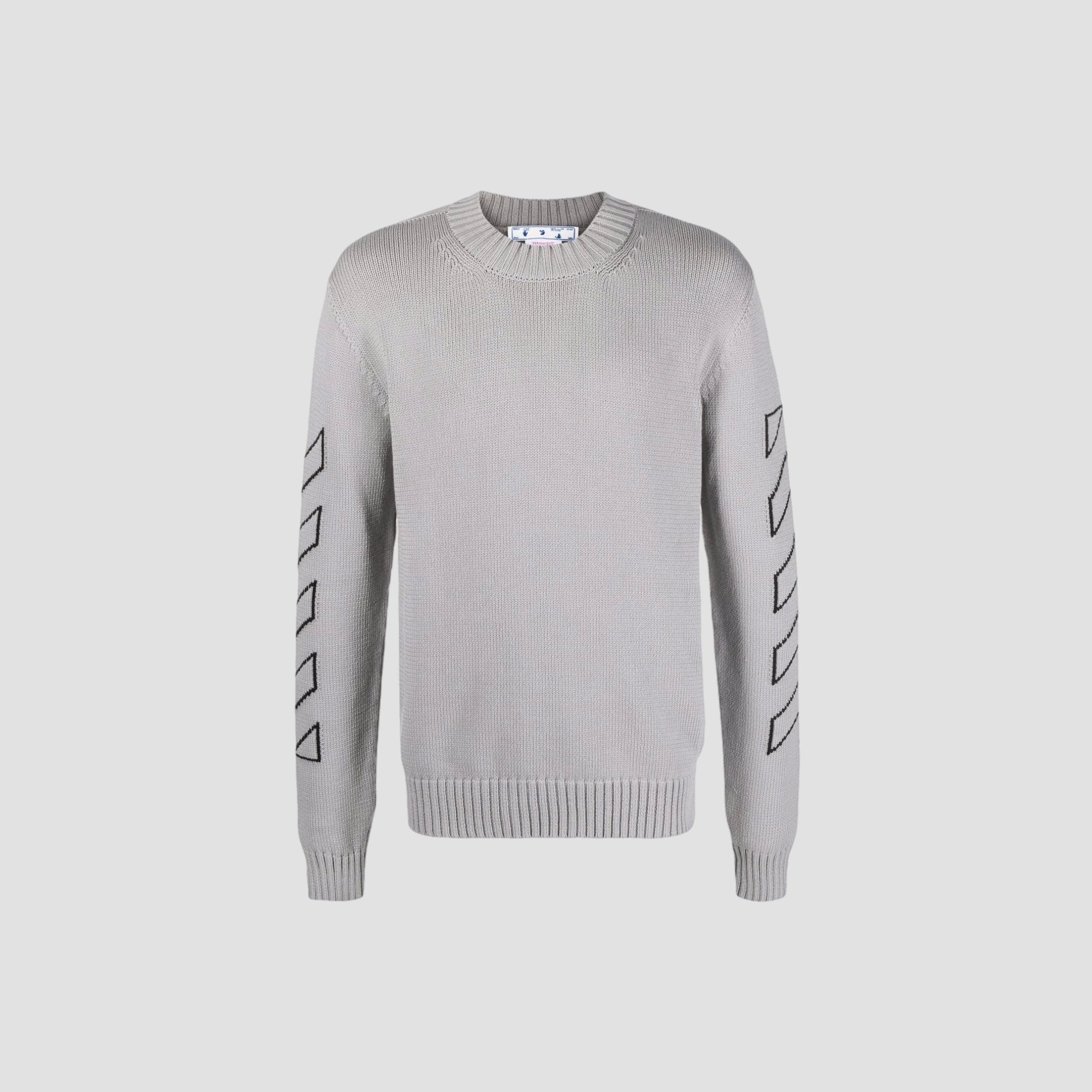 Off-White Diag Outline Knit Crewneck Grey