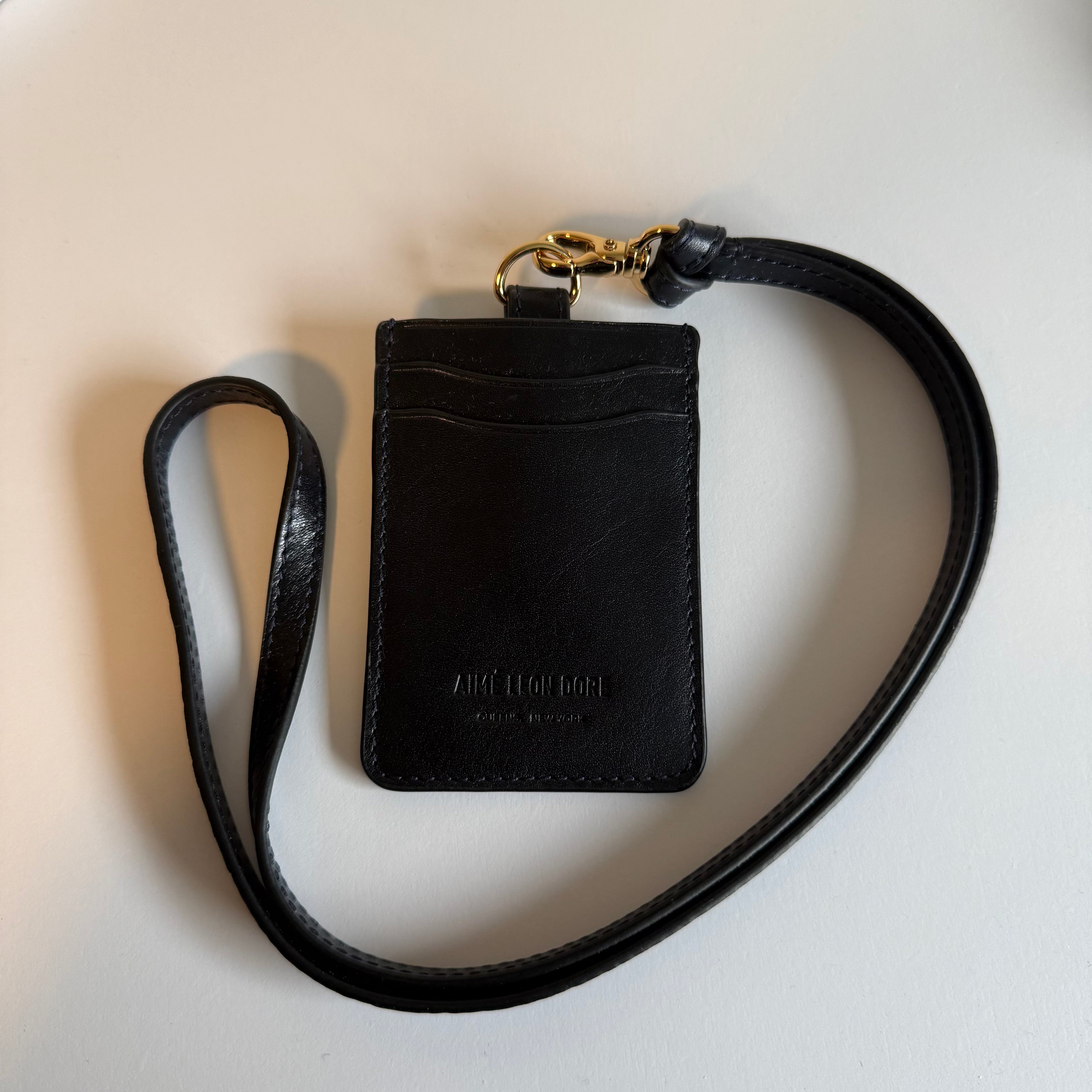 Aime Leon Dore Debossed Logo Leather Card Holder Marine