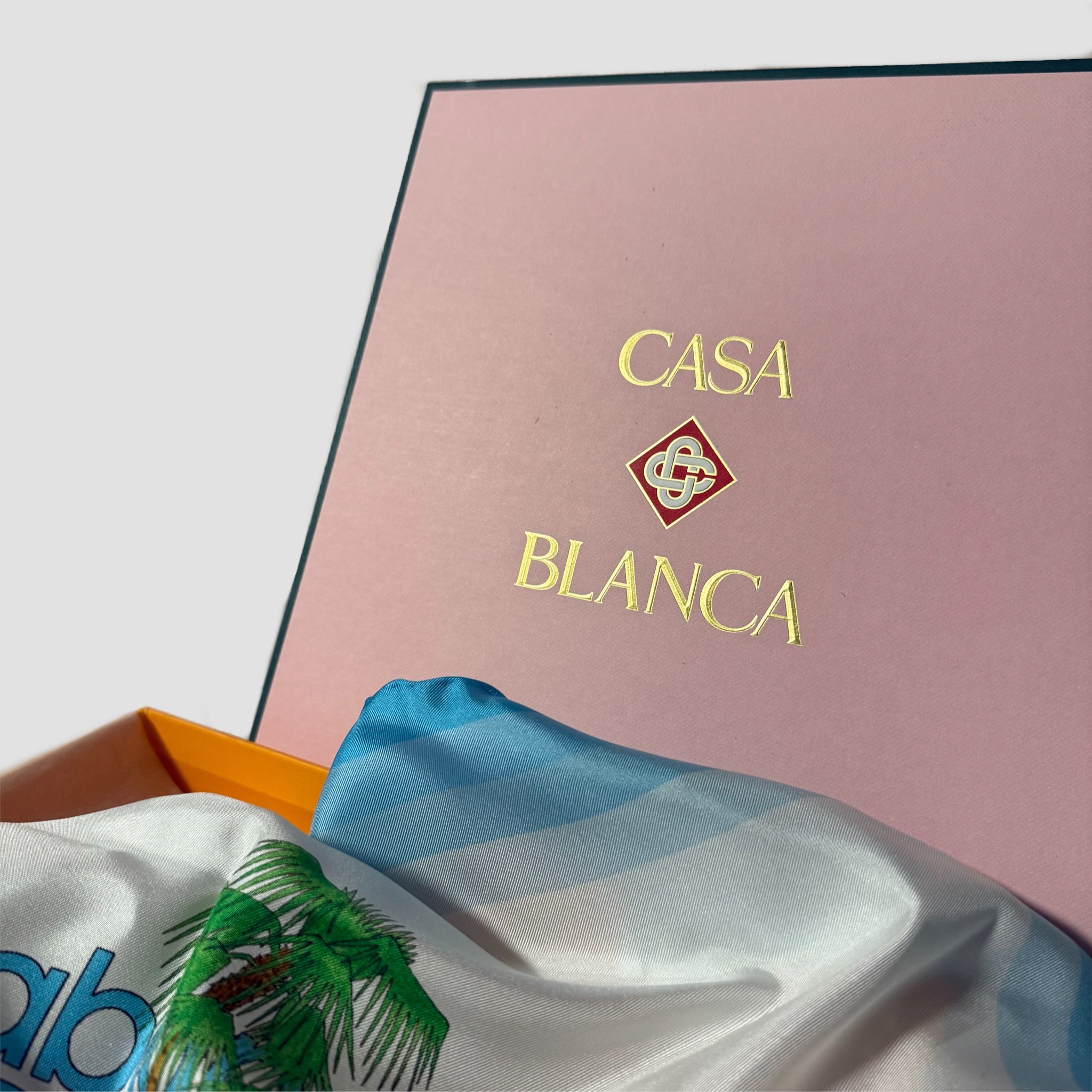 Casablanca Silk Twill Palm Springs Scarf Blue