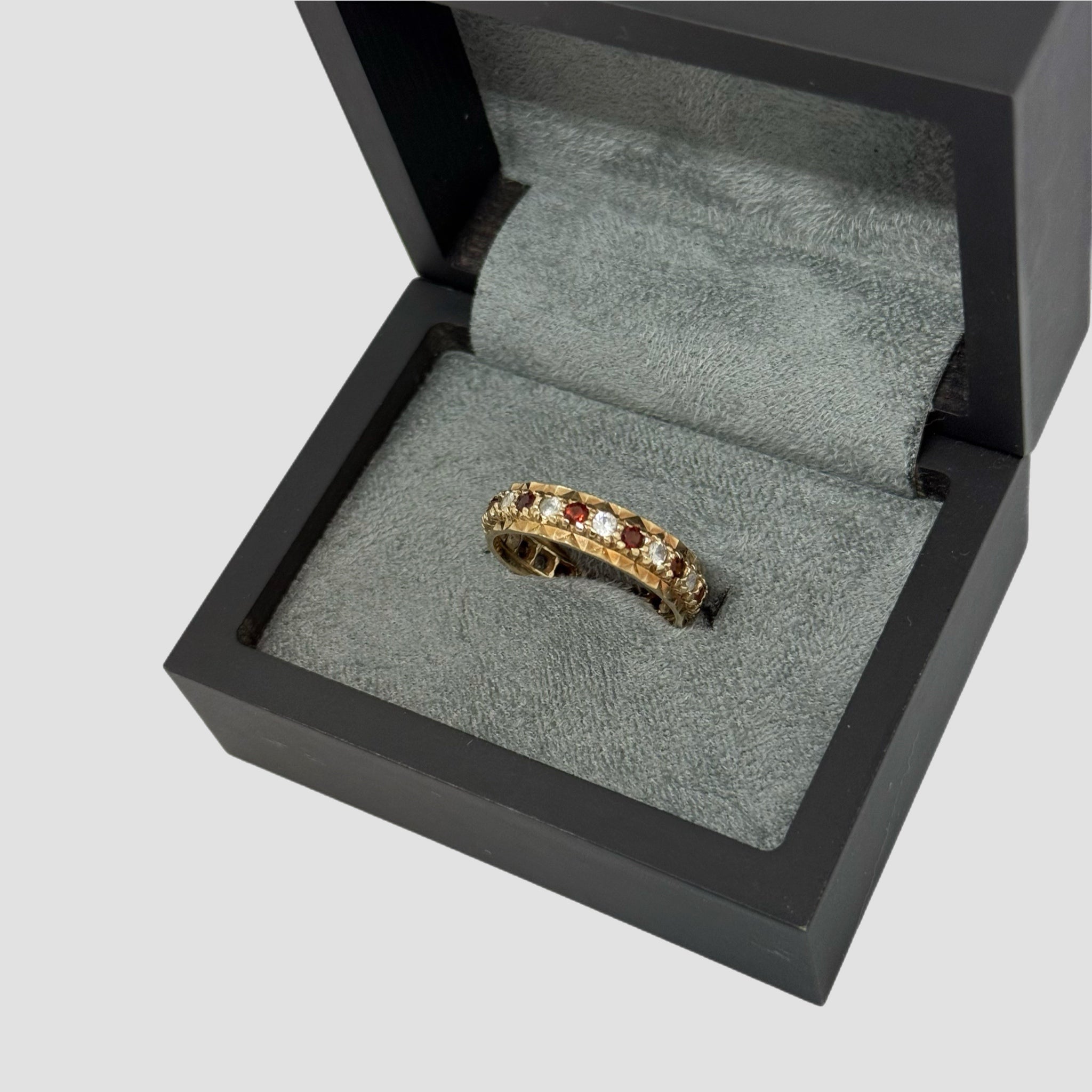 9ct Garnet And Diamond Full Eternity Ring