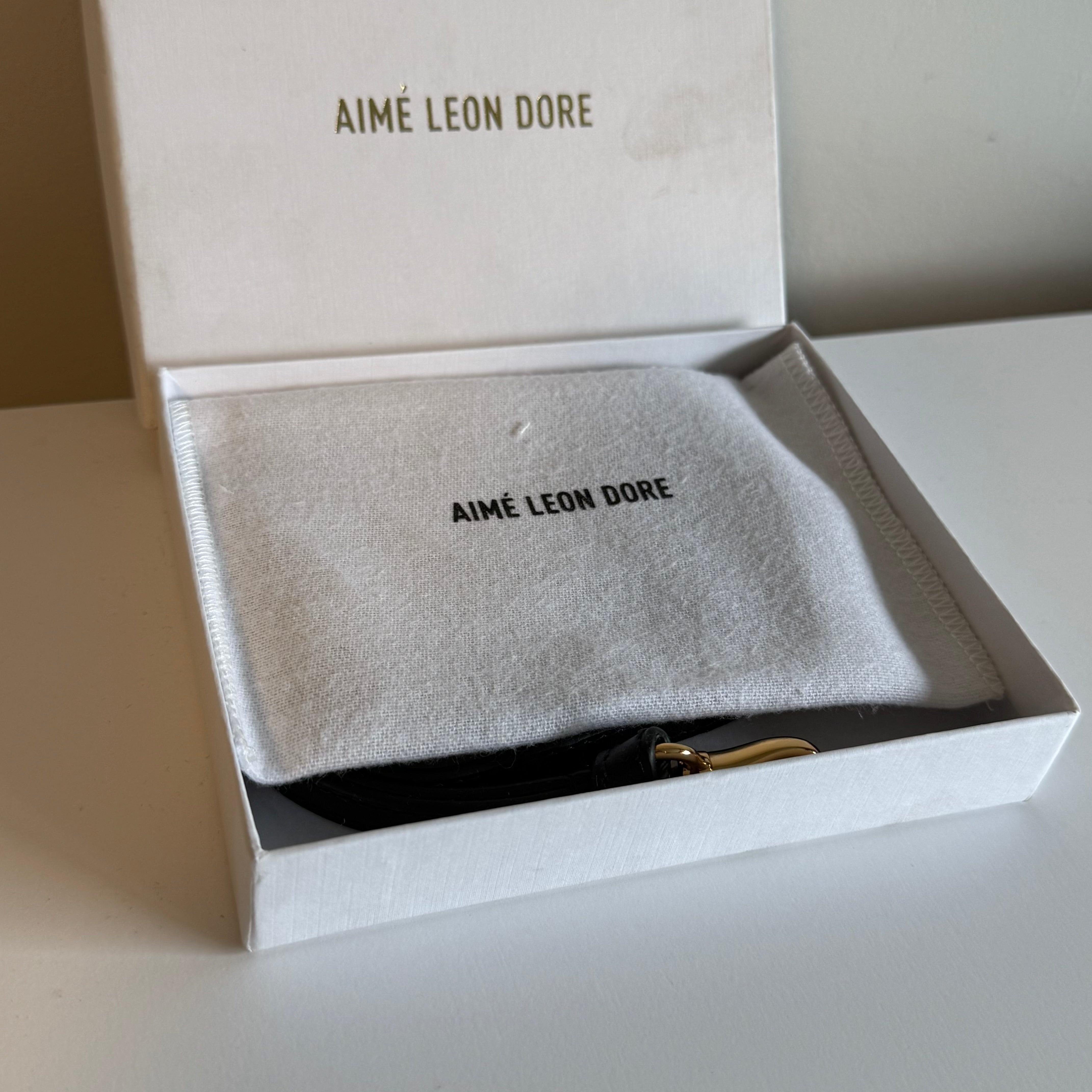 Aime Leon Dore Debossed Logo Leather Card Holder Marine