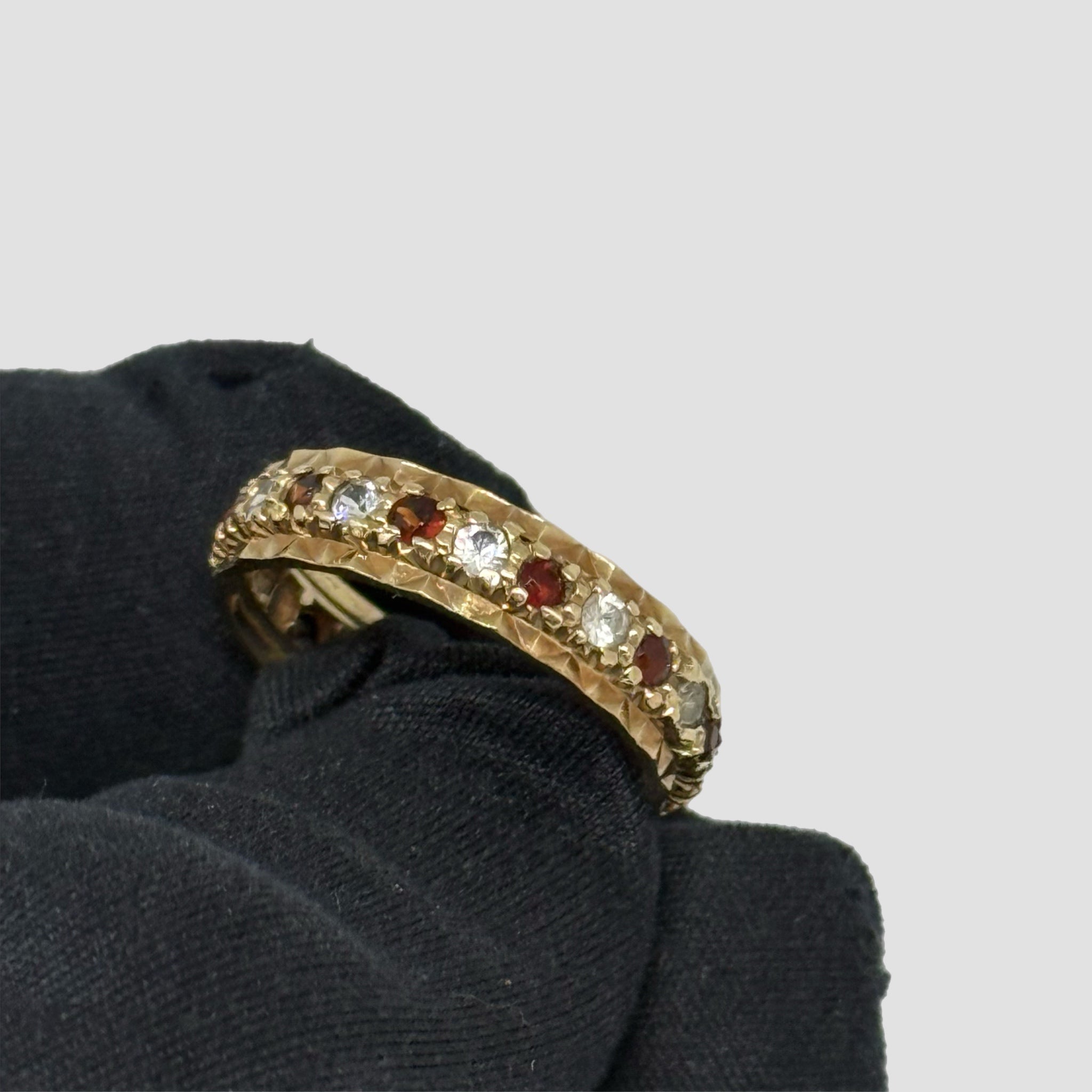 9ct Garnet And Diamond Full Eternity Ring