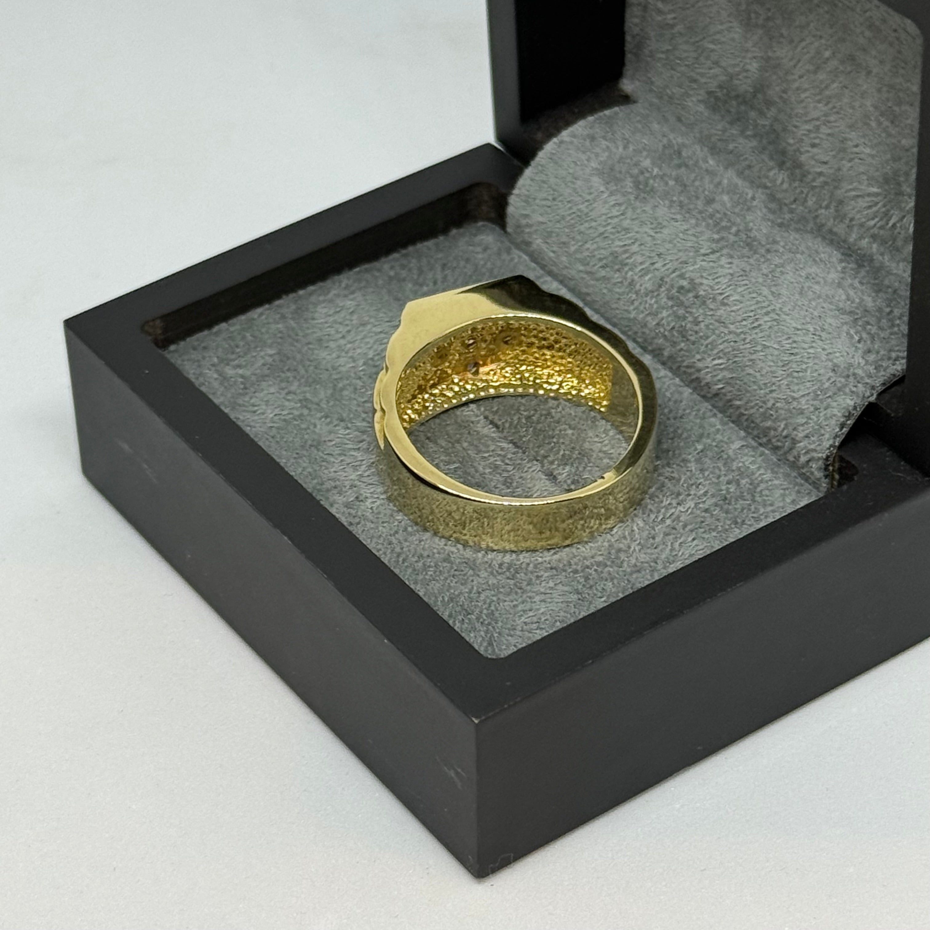 9ct Rolex Style CZ Signet Ring