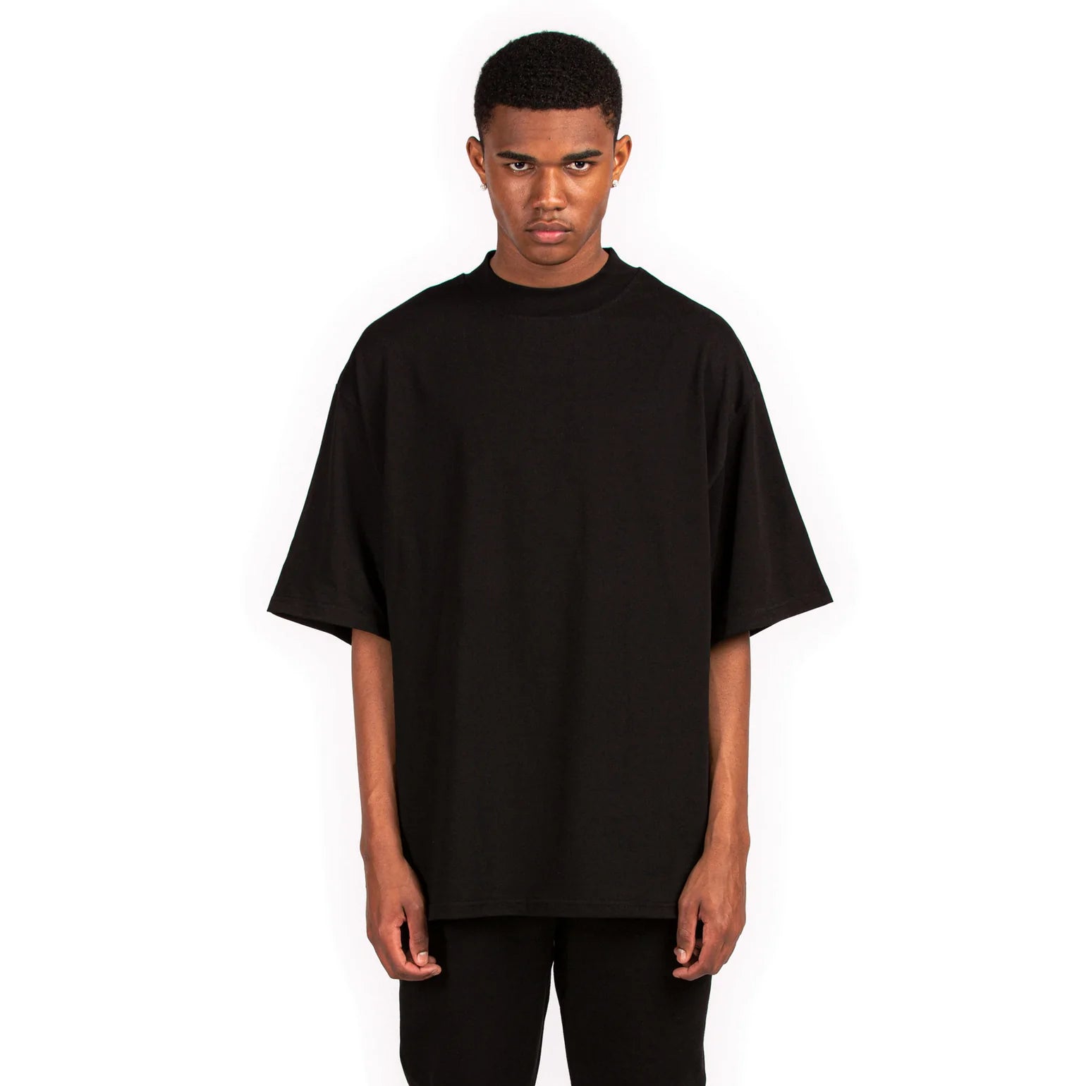 Black Oversized Mock Neck Tee Original Allure